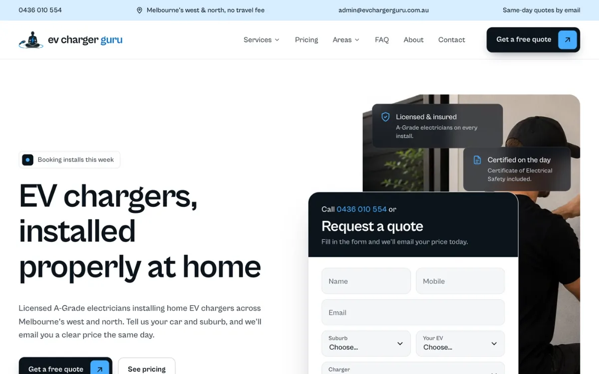 EV Charger Guru website homepage